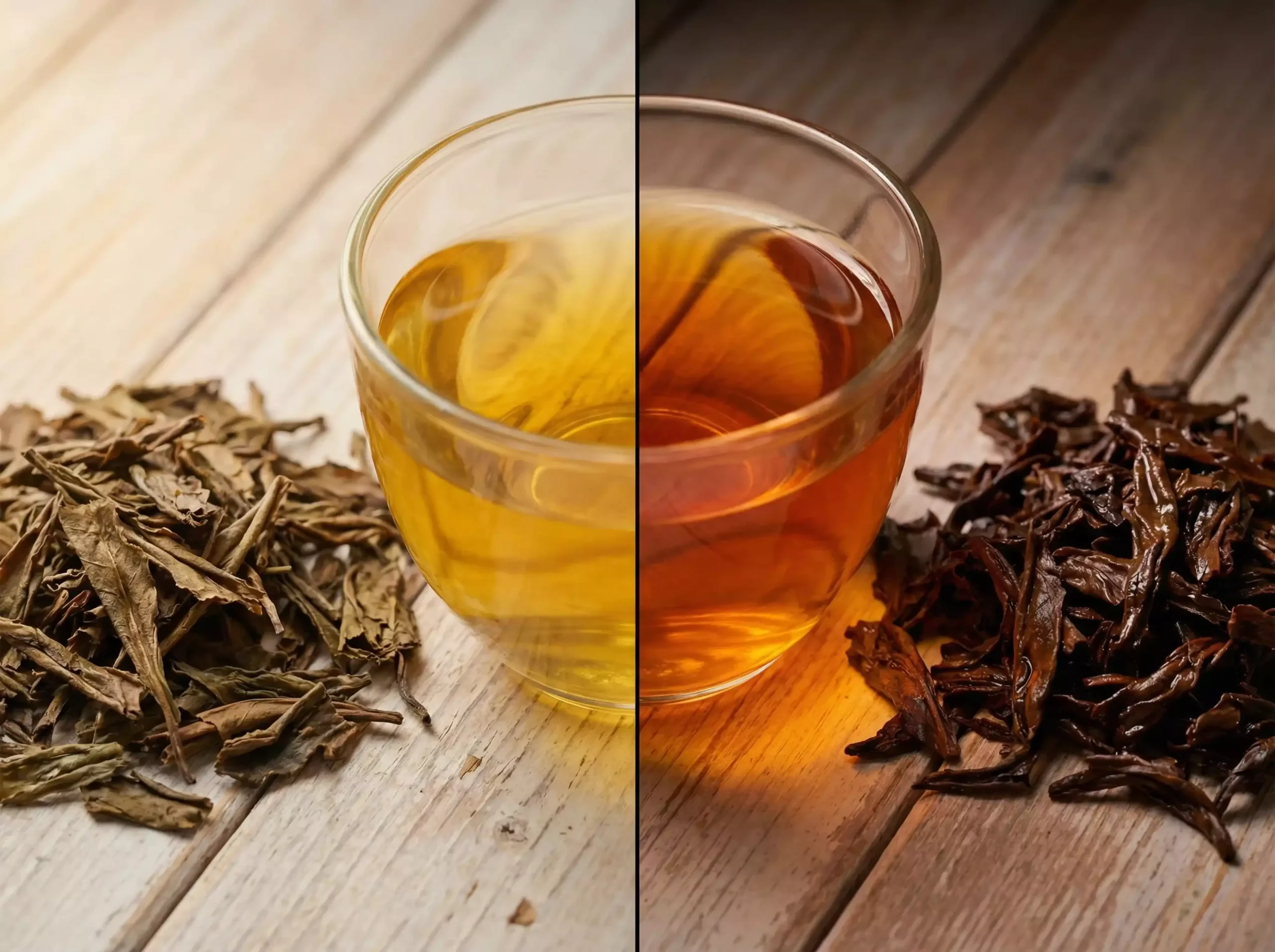 Comparison of dry-stored vs wet-stored Sheng Pu-erh tea leaves and liquor