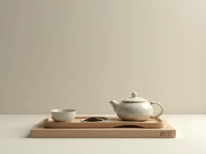 Dry brewing tea setup with a small tray and teapot