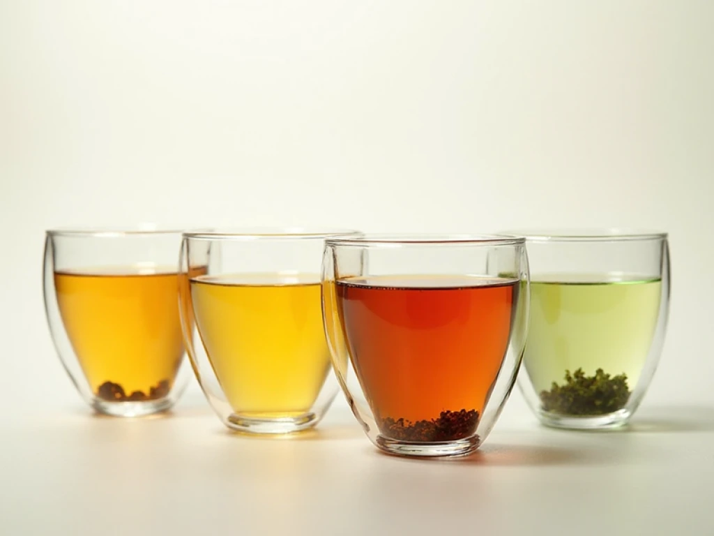 Tea-Processing four cup of tea:Pu-erh, Green, or Herbal