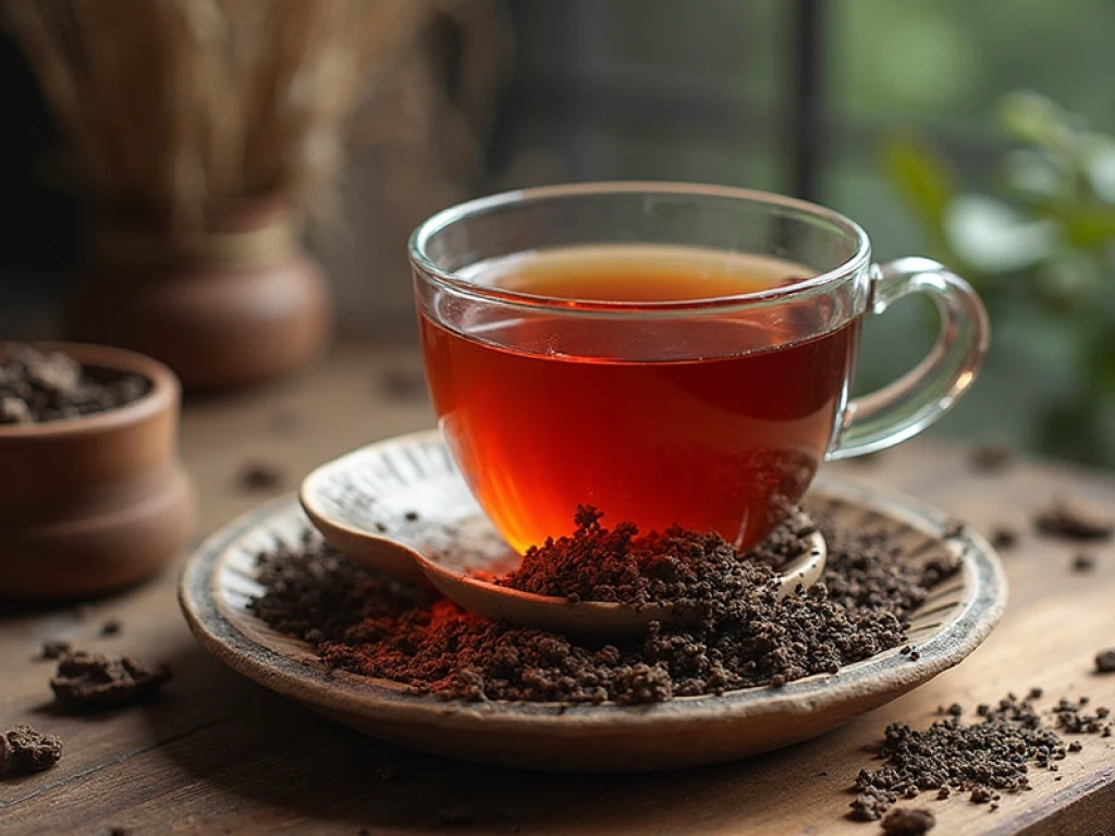 Pu-erh tea leaves and compressed cake with health benefit context — Steeped Roots 2026