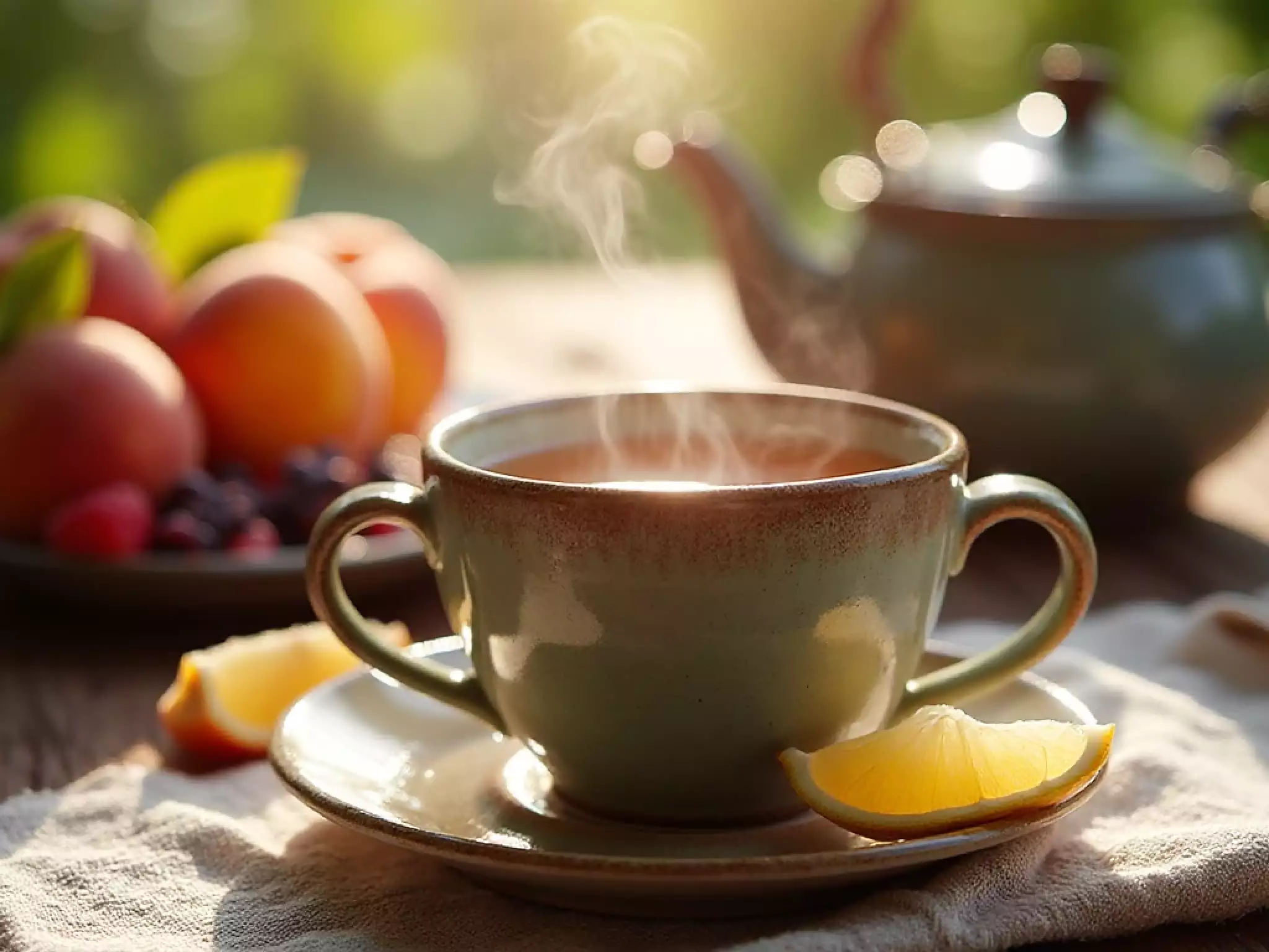 Steaming cup of black tea