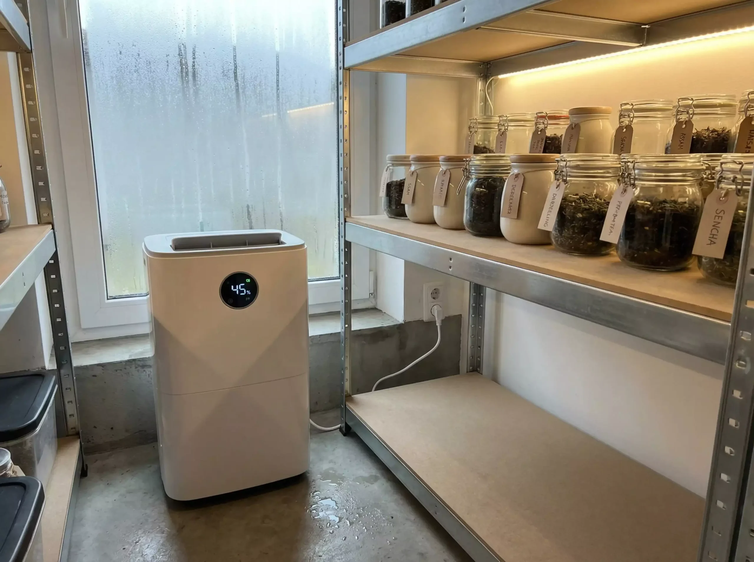Tea storage room setup in humid climate with humidity control