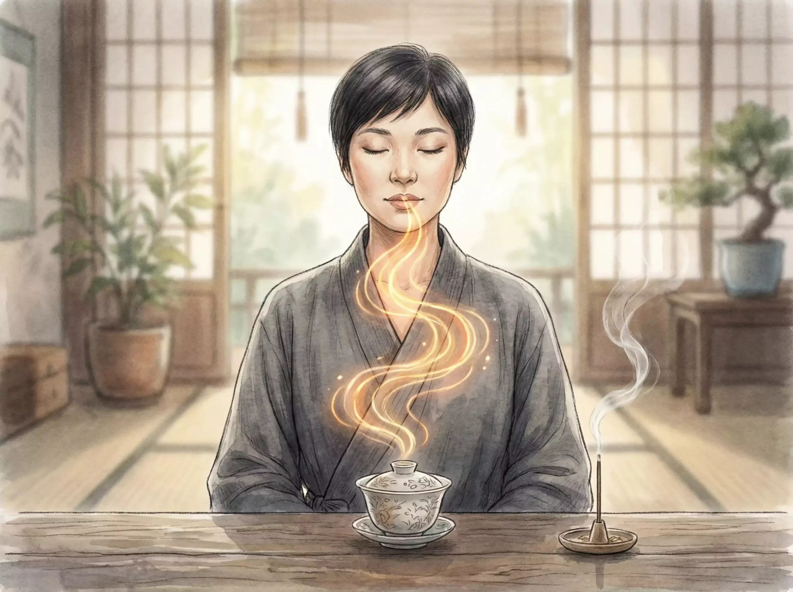 Step-by-step diagram of returning sweetness experience in tea tasting