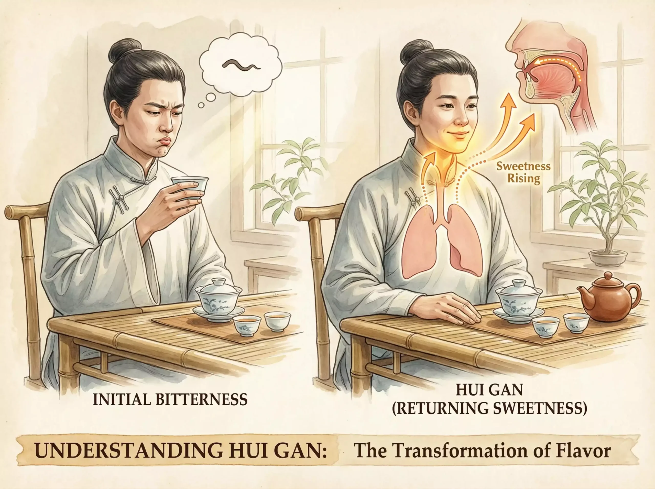 Visual representation of Hui Gan rising from throat to mouth