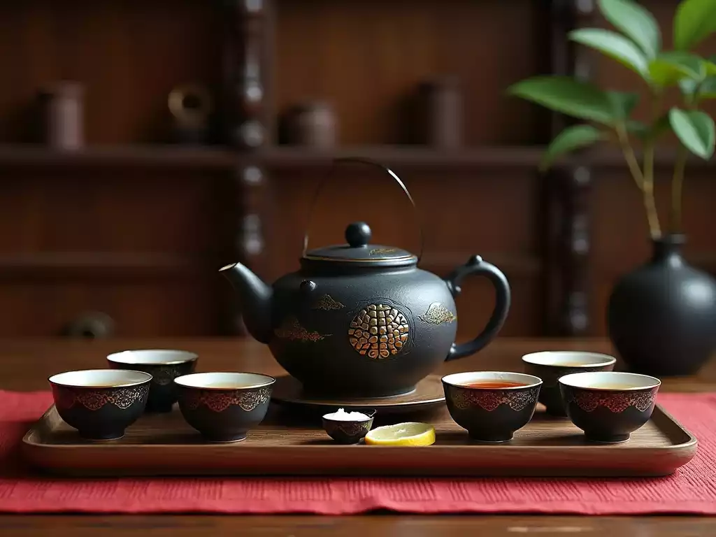 Traditional black tea service showcasing different regional varieties