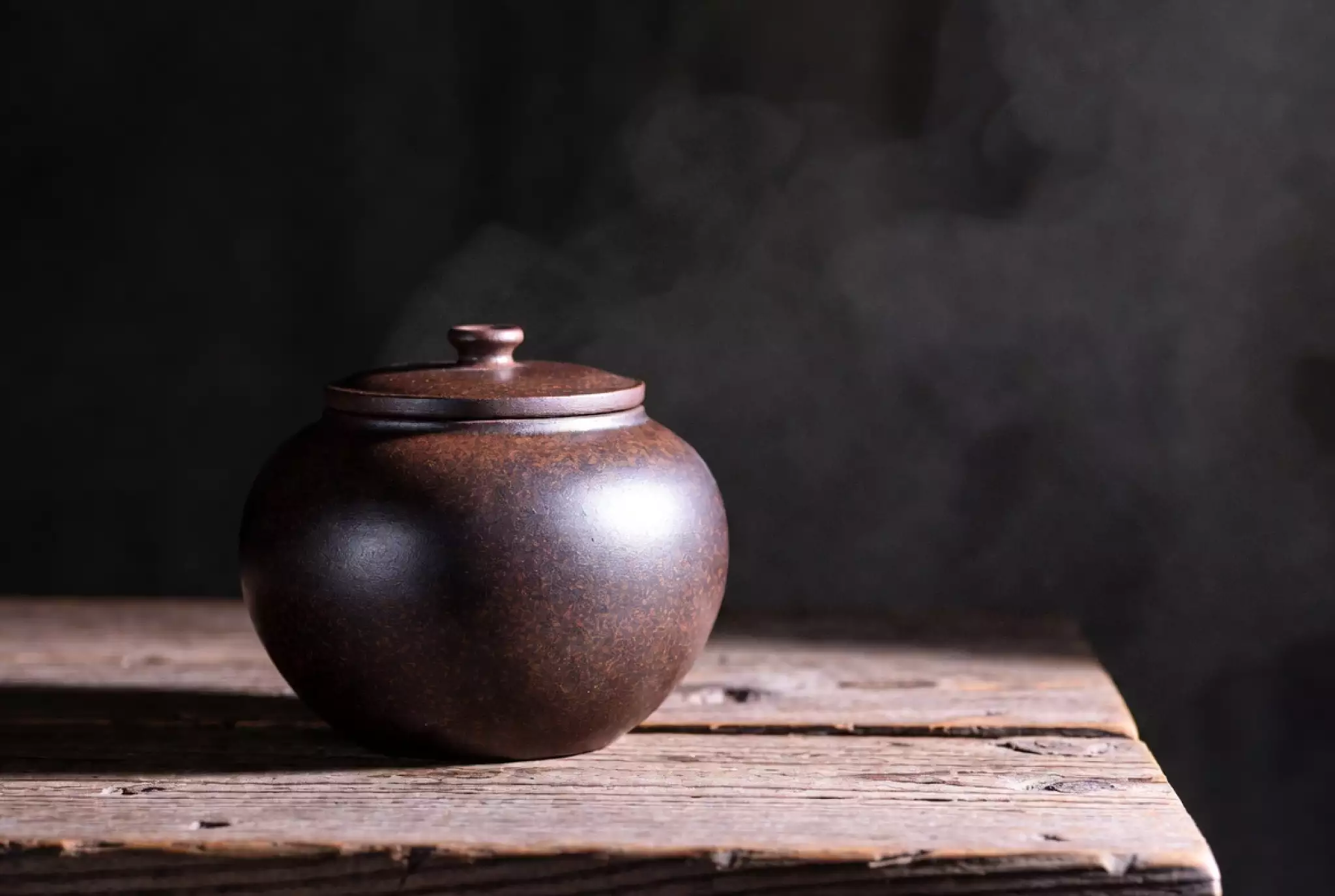 Purple clay jar used for aging Pu-erh tea