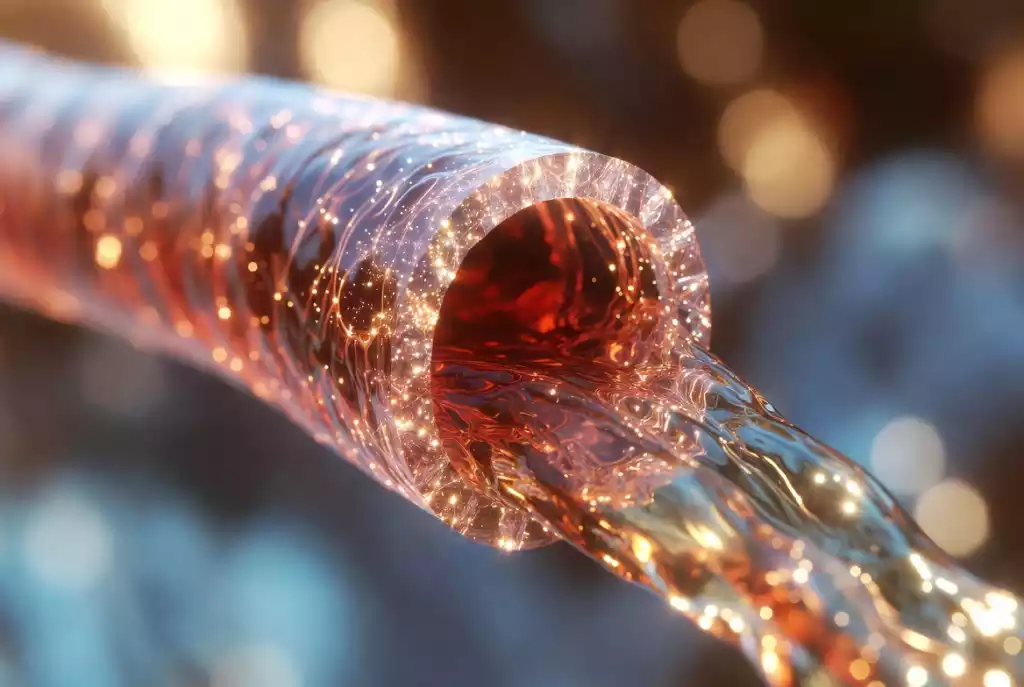 Abstract representation of enhanced blood flow and vascular elasticity mediated by nitric oxide from red tea