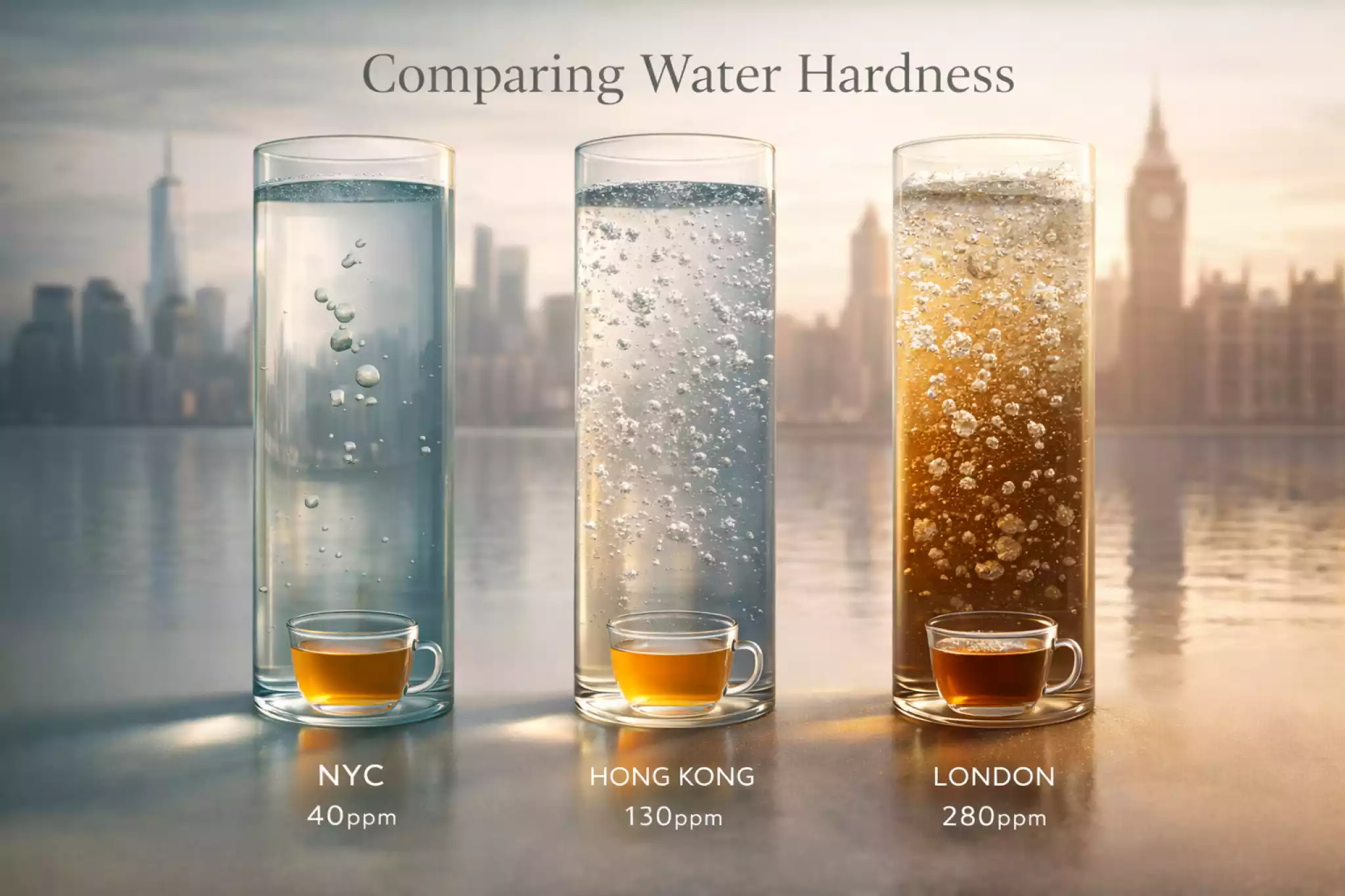 Global Water Hardness Comparison: NYC, Hong Kong, and London
