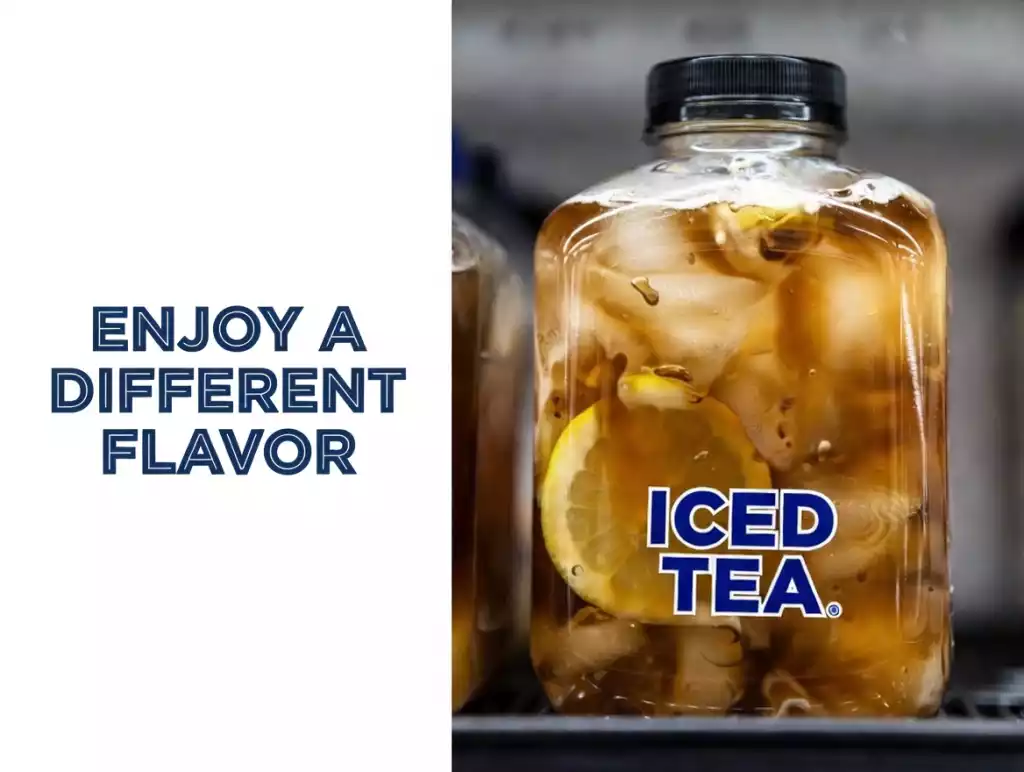 Visual comparison between turbid commercial sugar-water iced tea and crystalline pure cold brew tea