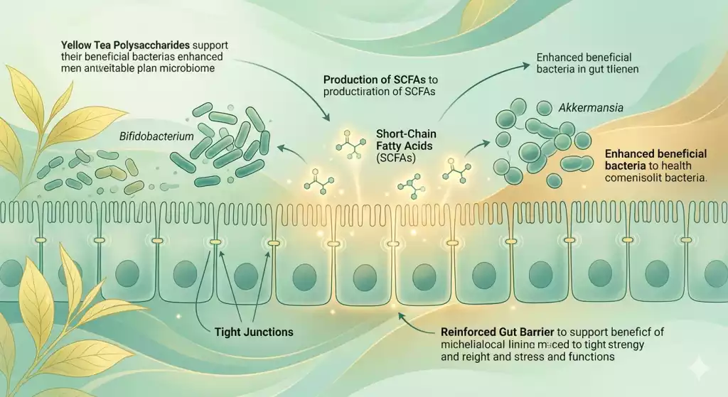 Tea polysaccharides from yellow tea supporting gut health illustration